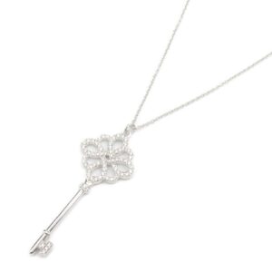 Tiffany Knot Key Necklace Platinum White Gold Diamond