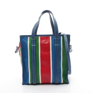 Balenciaga Bazar Shopper S Tote Bag Leather Blue Multicolor