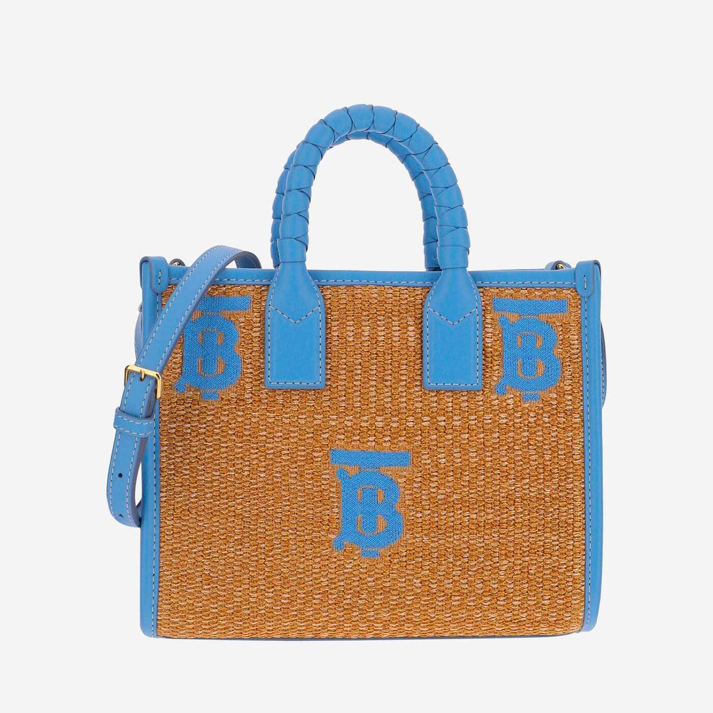 Burberry Raffia Tote Bag Blue