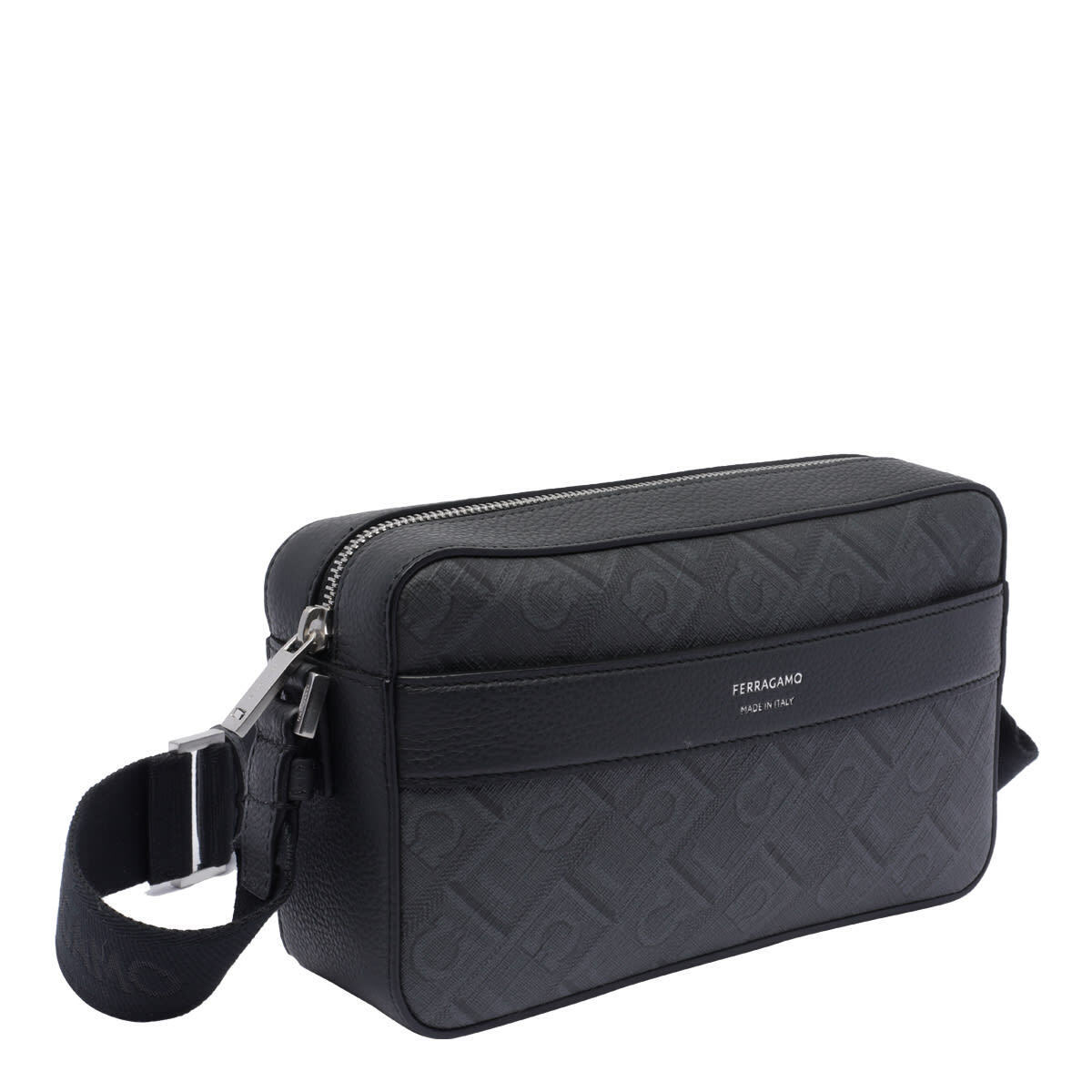 Ferragamo Jacquard Leather Shoulder Bag Black - Image 2