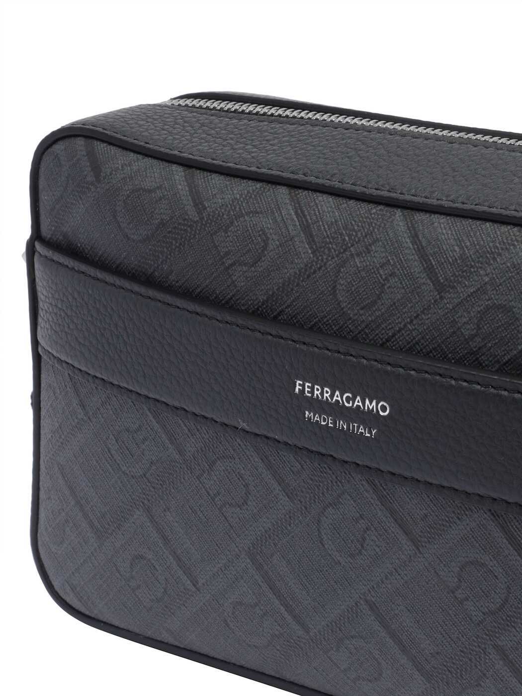 Ferragamo Jacquard Leather Shoulder Bag Black - Image 4