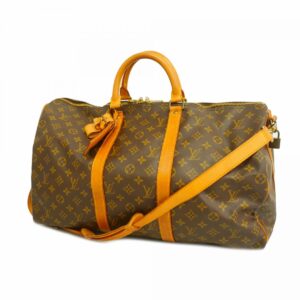 Louis Vuitton Monogram Keepall Bandouliere Boston Bag Brown