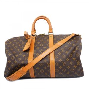 Louis Vuitton Monogram Keepall Bandouliere 45 Boston Bag Brown