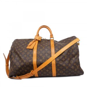Louis Vuitton Monogram Keepall Bandouliere 55 Boston Bag Brown