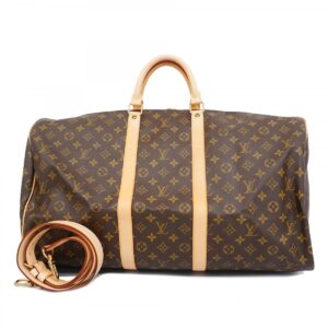Louis Vuitton Monogram Keepall Bandouliere 55 Boston Bag Brown