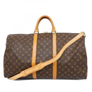 Louis Vuitton Monogram Keepall Bandouliere 55 Boston Bag Brown