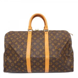 Louis Vuitton Monogram Keepall 45 Boston Bag Brown
