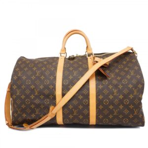 Louis Vuitton Monogram Keepall Bandouliere 55 Boston Bag Brown