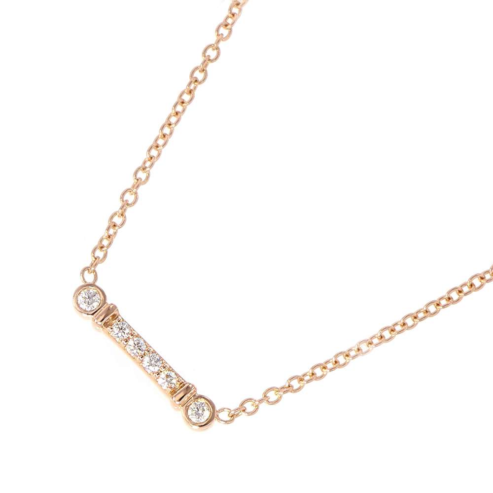 Tiffany Necklace Fleur de Lis Stem Diamond Pink Gold