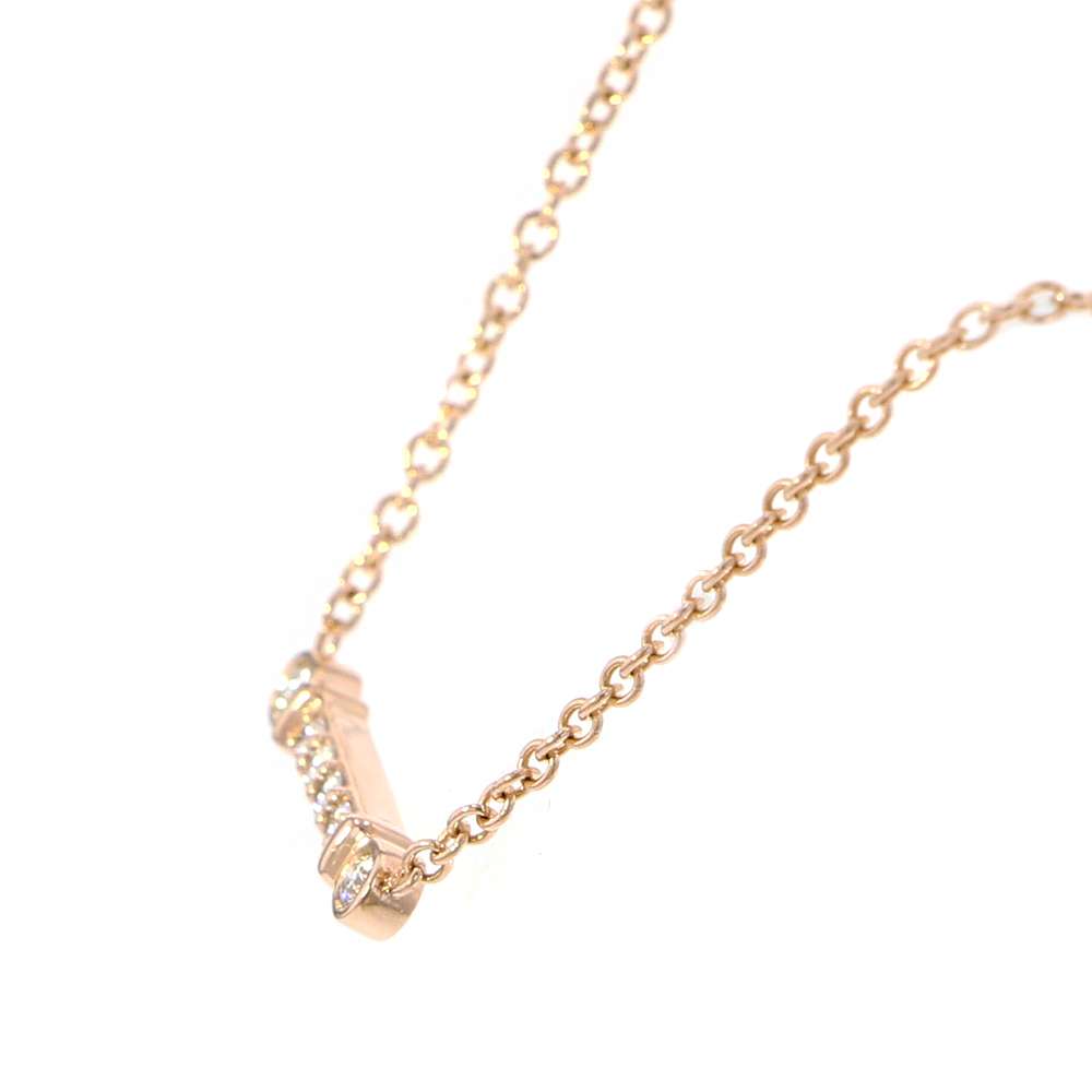 Tiffany Necklace Fleur de Lis Stem Diamond Pink Gold - Image 2