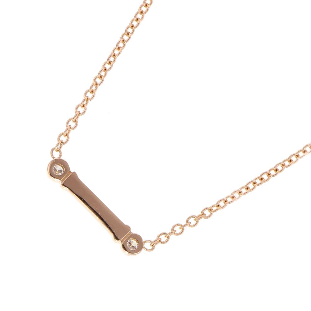 Tiffany Necklace Fleur de Lis Stem Diamond Pink Gold - Image 3