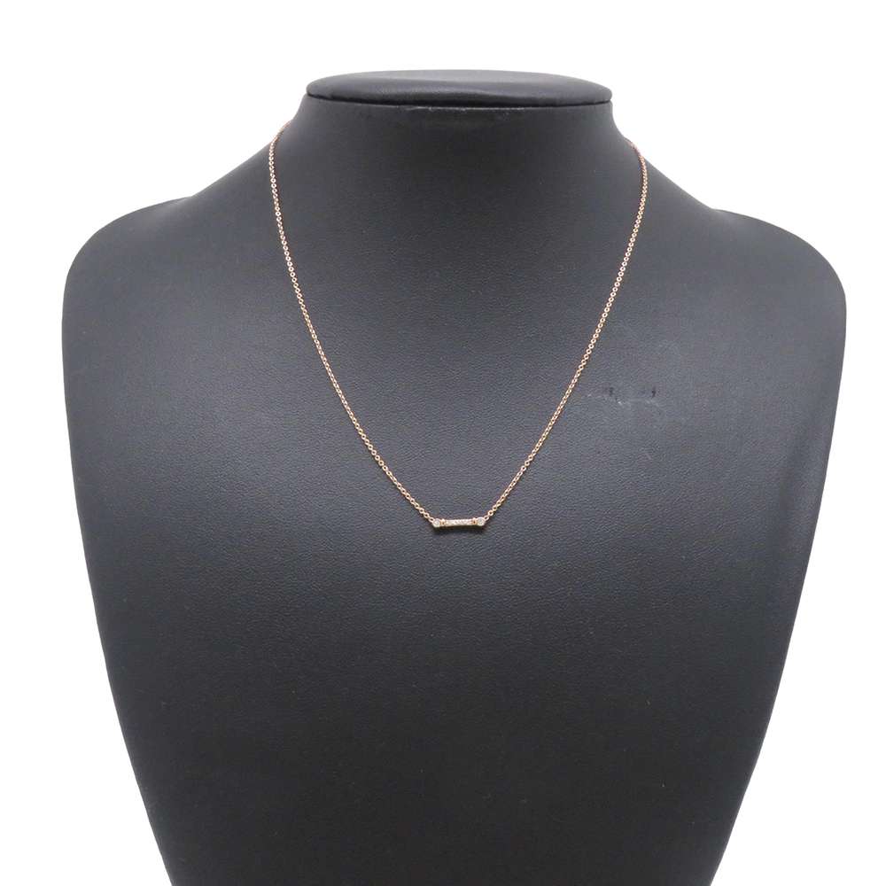 Tiffany Necklace Fleur de Lis Stem Diamond Pink Gold - Image 4