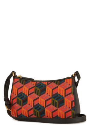 MCM Jacquard Cubic Shoulder Bag Red