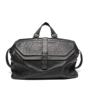 Bottega Veneta Weekend Bag Ostrich Black