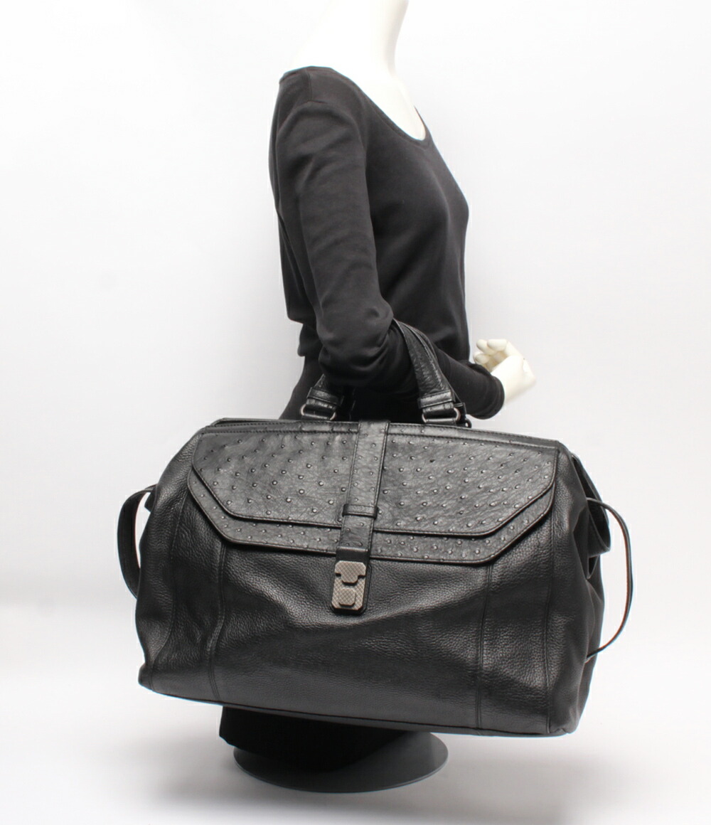 Bottega Veneta Weekend Bag Ostrich Black - Image 7