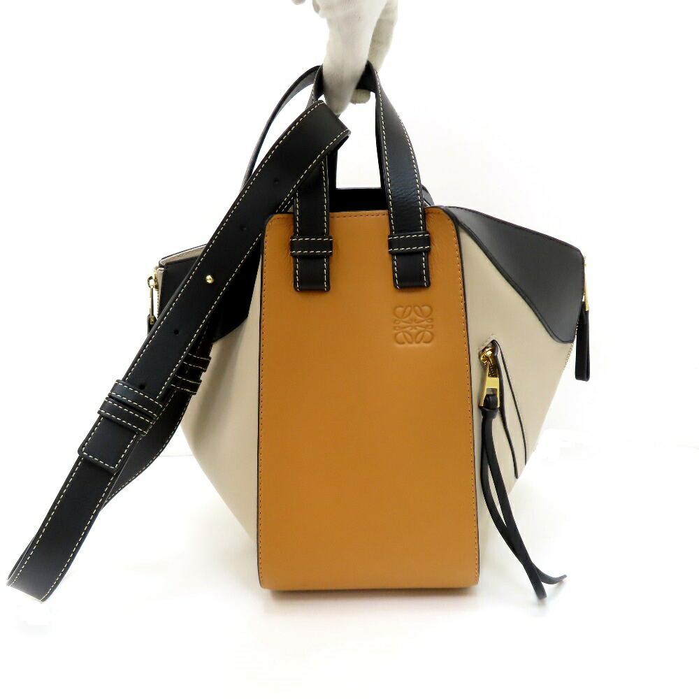 Loewe Hammock 2Way Bag Calf Brown Beige Black