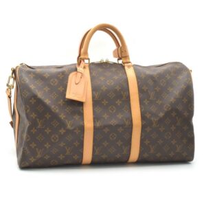 Louis Vuitton Keepall Bandouliere 50 Monogram Boston Travel Bag Brown