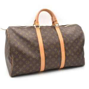 Louis Vuitton Keepall 50 Monogram Boston Travel Bag Brown