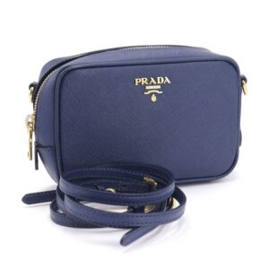 Prada Saffiano Leather Crossbody Shoulder Bag Navy Blue