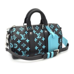Louis Vuitton Keepall Bandouliere 25 Monogram Playground Mini Boston Bag Black Blue