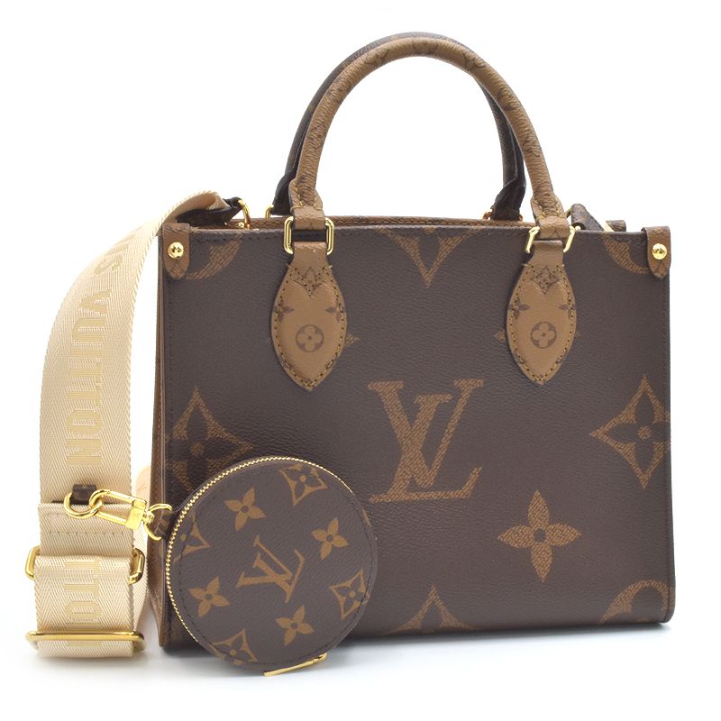 Louis Vuitton On the Go PM Reverse 2way Shoulder Bag Brown