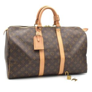 Louis Vuitton Keepall 45 Monogram Boston Travel Bag Brown