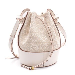 Loewe Balloon Anagram Calfskin Jacquard Shoulder Bag White