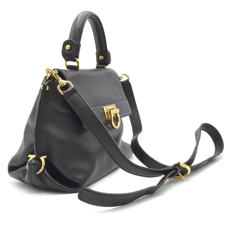 Salvatore Ferragamo Gancini Sofia 2way Handbag Black - Image 2