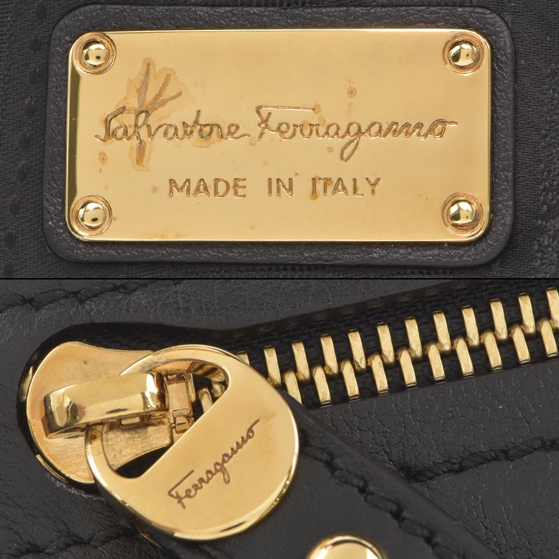 Salvatore Ferragamo Gancini Sofia 2way Handbag Black - Image 6