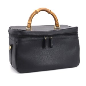 Gucci Vanity Bag Leather Bamboo Black
