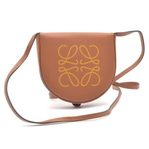 Loewe Heel Pouch Small Soft Calf Anagram Mini Shoulder Bag Brown