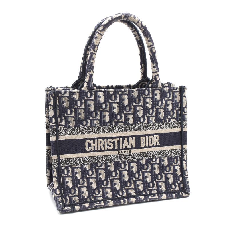 Dior Book Tote Oblique Embroidery Tote Bag Ecru Blue