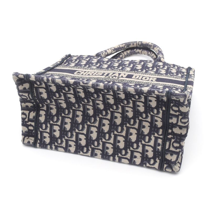 Dior Book Tote Oblique Embroidery Tote Bag Ecru Blue - Image 3