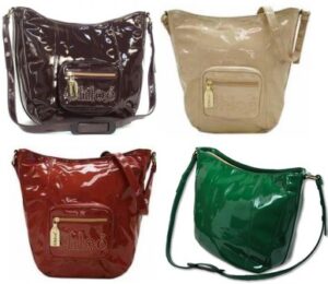 Chloe Large Hobo Patent Leather Shoulder Bag Purple