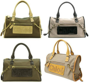 Chloe Haley Canvas Boston Bag Beige