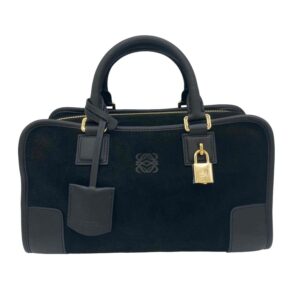 Loewe Anagram Amazona 28 Suede Leather Handbag Black