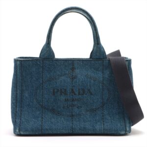 Prada Kanapa Denim Small Tote Bag