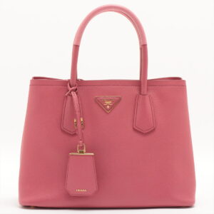 Prada Saffiano Cuir Double Tote Pink