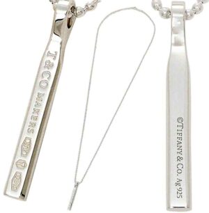 Tiffany Makers Engraved Bar Pendant Necklace Sterling Silver
