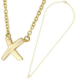 Tiffany Cross Mini Pendant Necklace 18K Yellow Gold