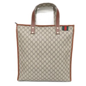 Gucci GG Supreme Leather Tote Bag Beige Brown