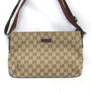 Gucci GG Canvas Guccisima Sherry Line Shoulder Bag Brown