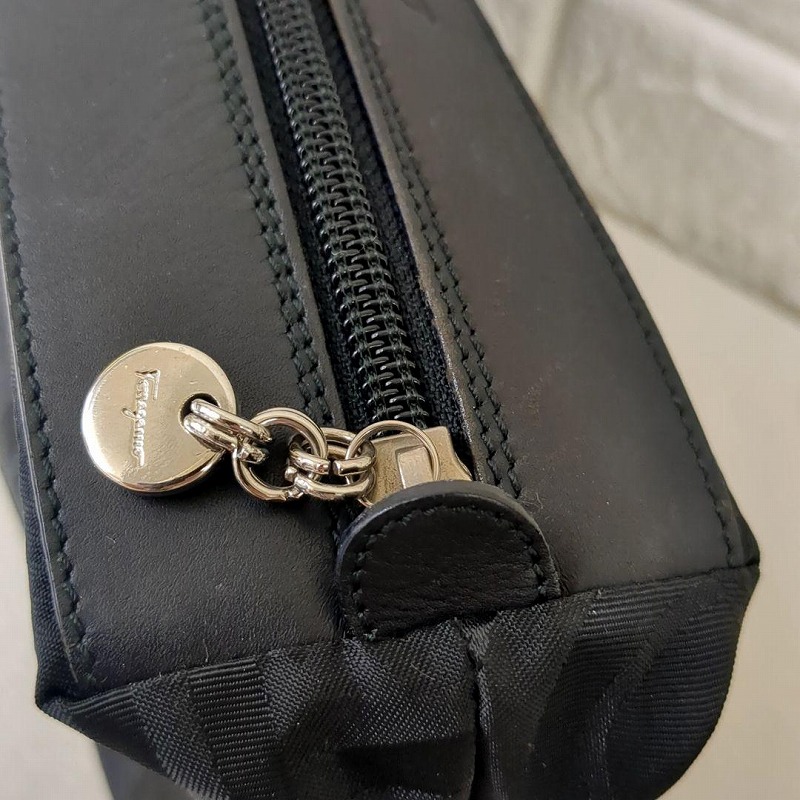 Salvatore Ferragamo Nylon Cosmetic Pouch Black - Image 8