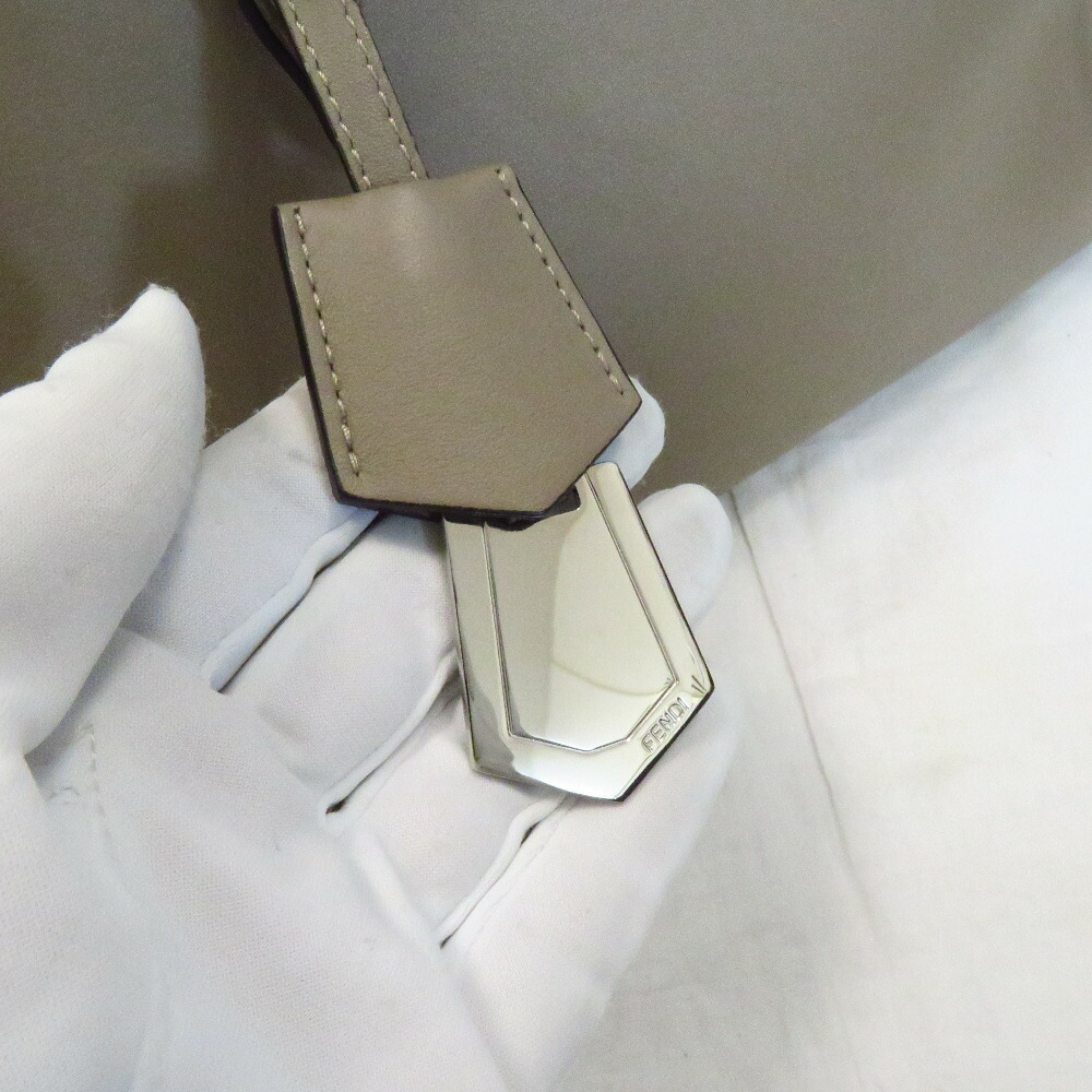 Fendi By The Way 2Way Hand Shoulder Bag Leather Gray Beige - Image 12