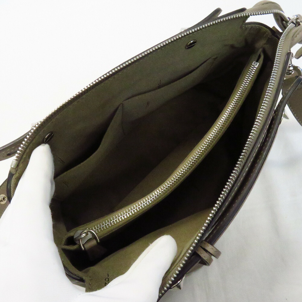 Fendi By The Way 2Way Hand Shoulder Bag Leather Gray Beige - Image 6