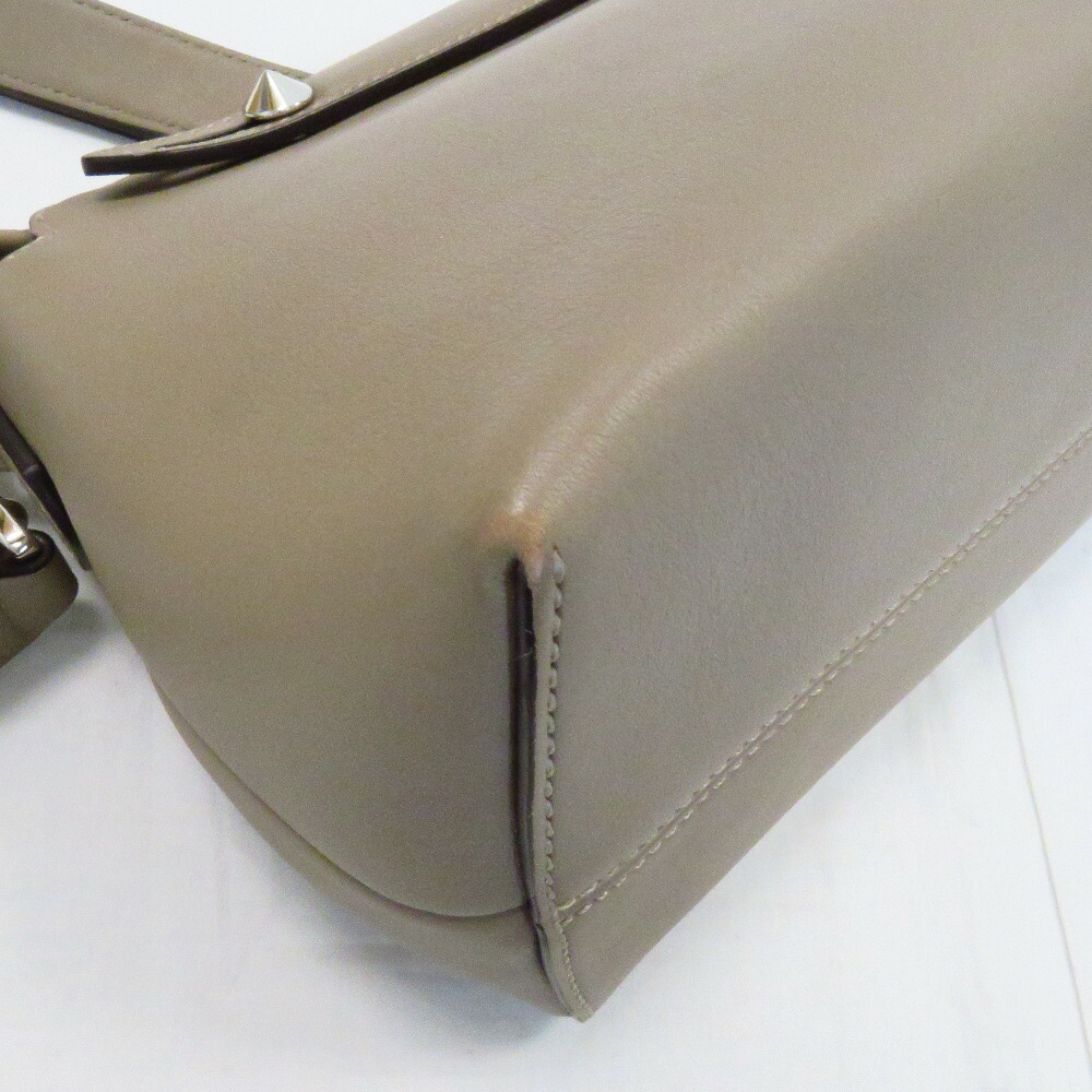 Fendi By The Way 2Way Hand Shoulder Bag Leather Gray Beige - Image 13