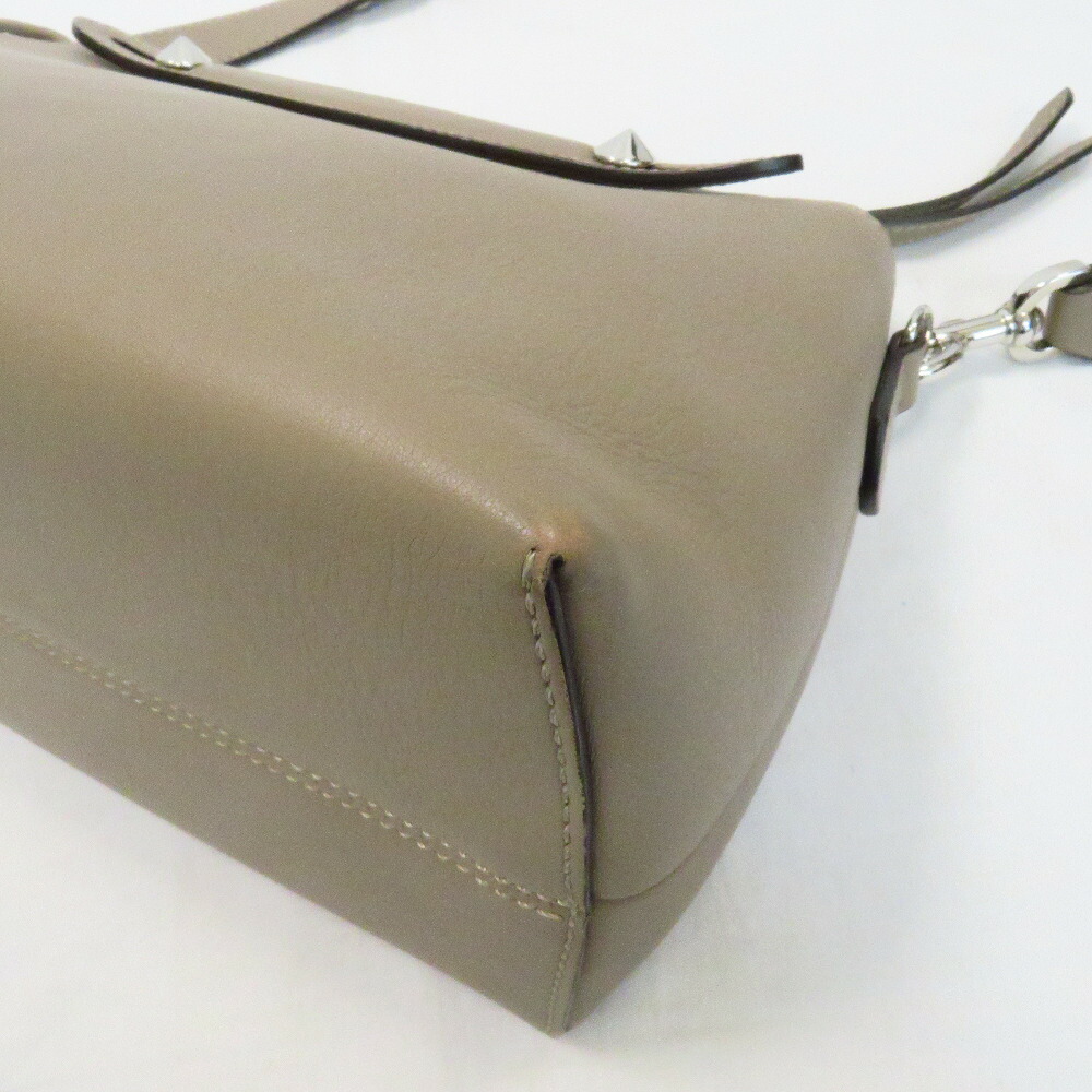Fendi By The Way 2Way Hand Shoulder Bag Leather Gray Beige - Image 14
