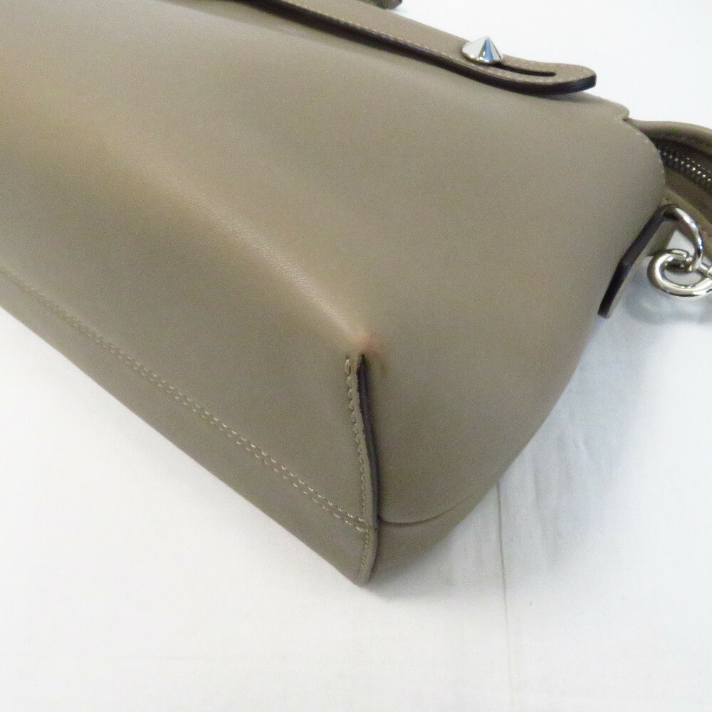 Fendi By The Way 2Way Hand Shoulder Bag Leather Gray Beige - Image 15
