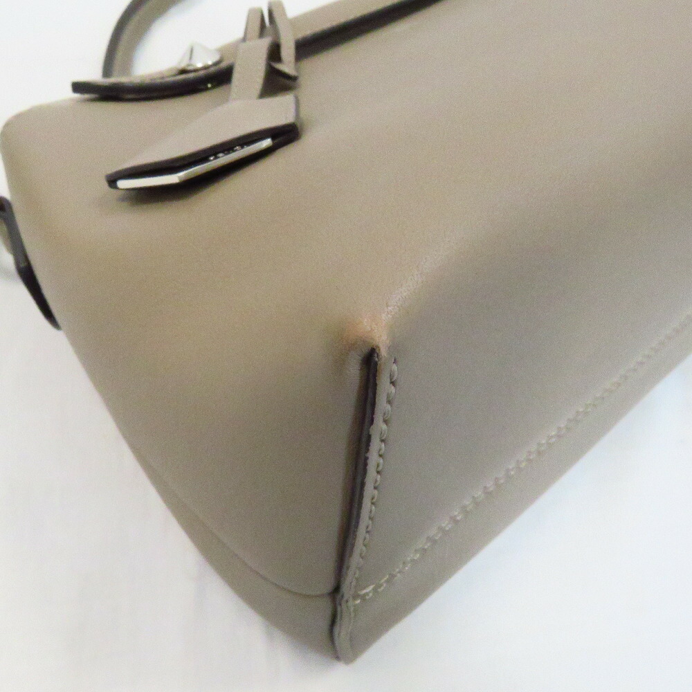 Fendi By The Way 2Way Hand Shoulder Bag Leather Gray Beige - Image 16