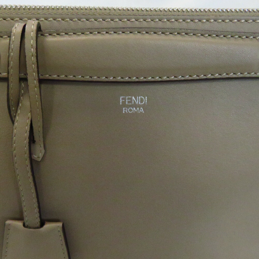 Fendi By The Way 2Way Hand Shoulder Bag Leather Gray Beige - Image 2